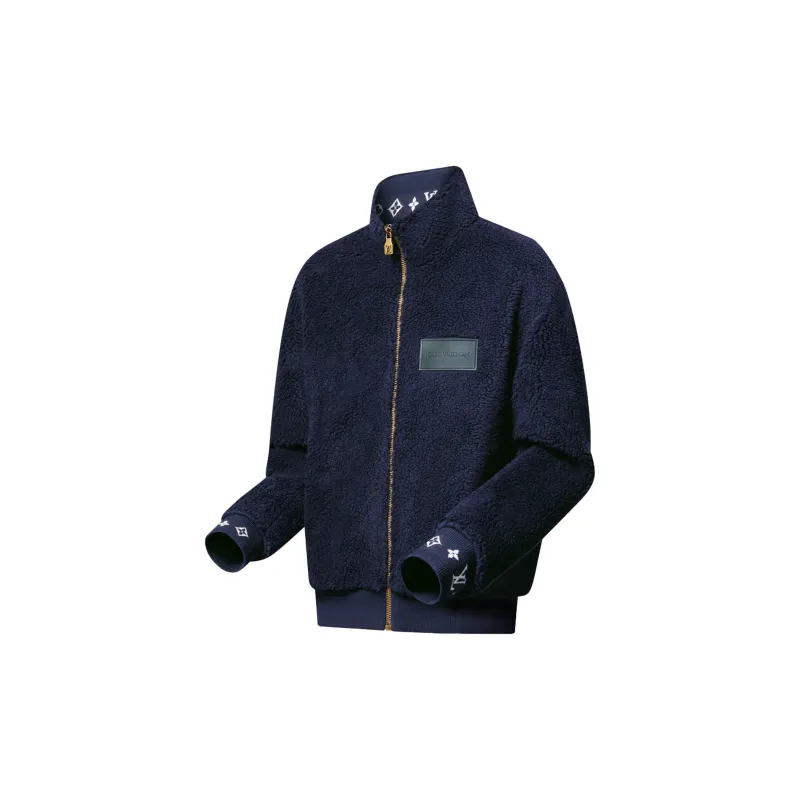 LOUIS VUITTON 1AHUGS Leather Patch Fleece Blouson-2