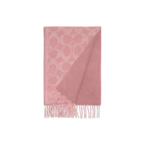 COACH Cashmere Knit Scarves Unisex True Pink