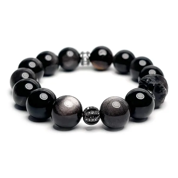 MOUNTAINS AND MANS Obsidian New Chinese Style Good Luck Beaded Bracelet Men's-3