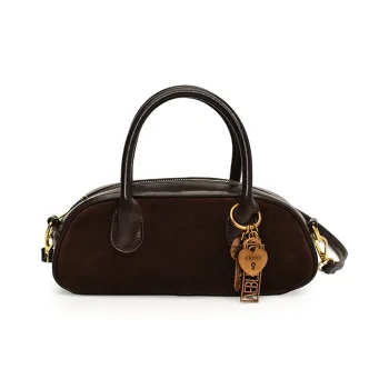 Morellybear PU Bowling Bag Handbag Shoulder Bag Crossbody Bag Regular Women's Coffee/Brown/Black