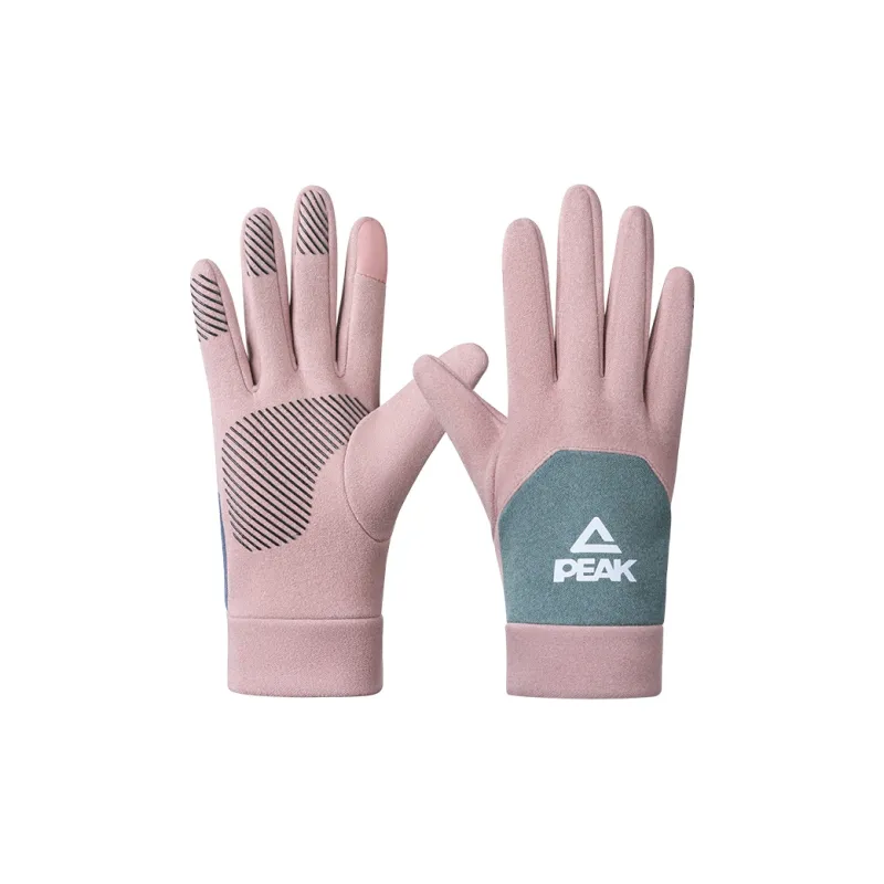 PEAK Polyester Elastane Knit Gloves Unisex Pink Black Gray Tricolor-0