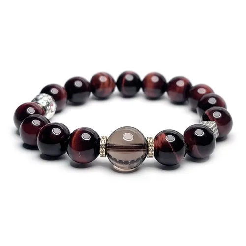MOUNTAINS AND MANS Tiger's Eye Stone New Chinese Style Good Luck Beaded Bracelet Men's