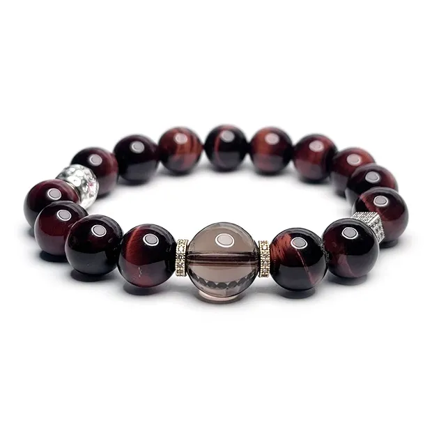 MOUNTAINS AND MANS Tiger's Eye Stone New Chinese Style Good Luck Beaded Bracelet Men's-0