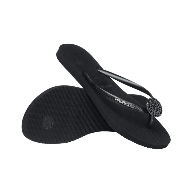 Havaianas Slim Rubber Sole Slip-Resistant Flip Flops Women's Black-6