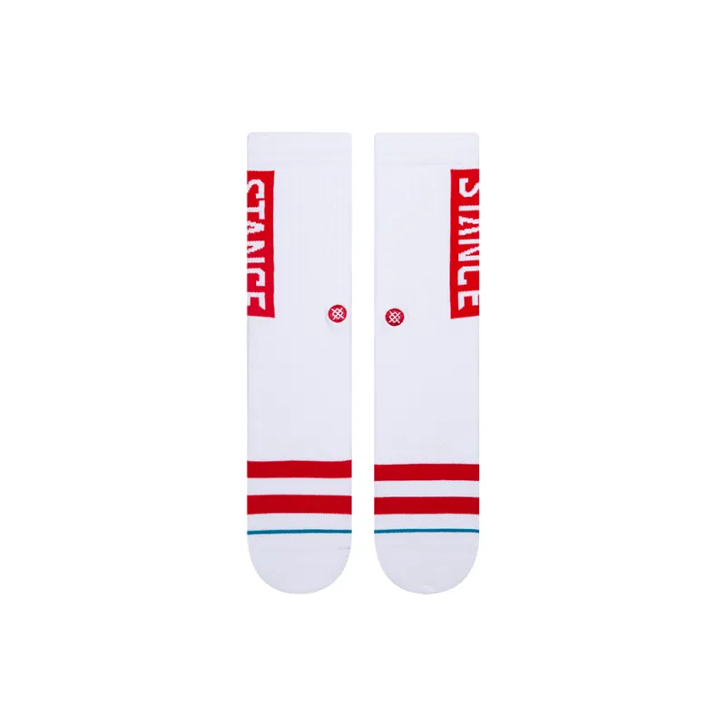 Stance Mid Calf Socks Men's 1 Pack White Red-5