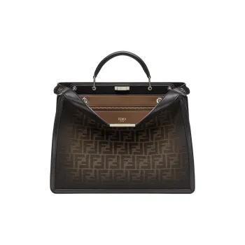 FENDI Peekaboo ISeeU Eclissi Jacquard Fabric Shoulder Bag Crossbody Bag Handbag Medium Size Women's Brown