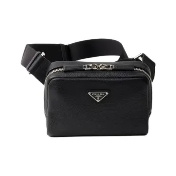 PRADA Leather Crossbody Bag Shoulder Bag Men's Black