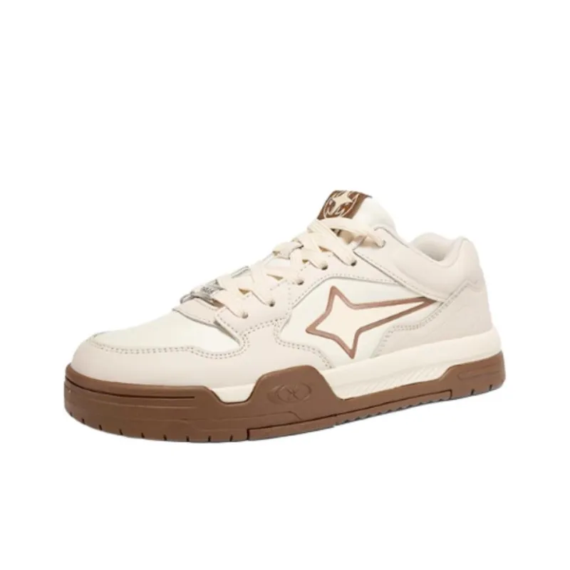 XTEP Anti Slip Wear Resistant Low Top Kids' Skateboarding Shoes Tea White Teenagers-1