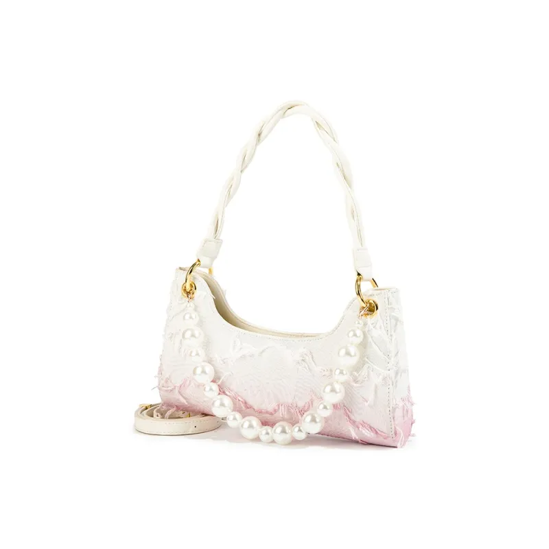 CAEISL&KCIEL PU Shoulder Bag Regular Women's Fringe White Gradient Pink-2