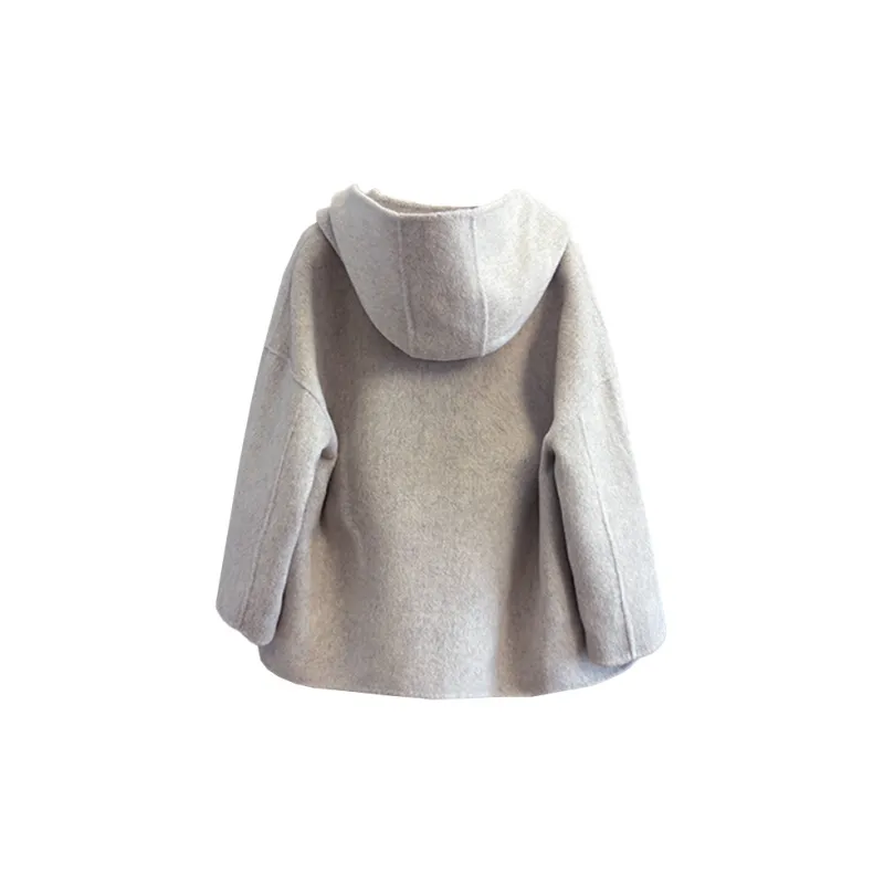 PAZZO Petite Loose Fit Versatile Woolen Coat Women's Oat-1