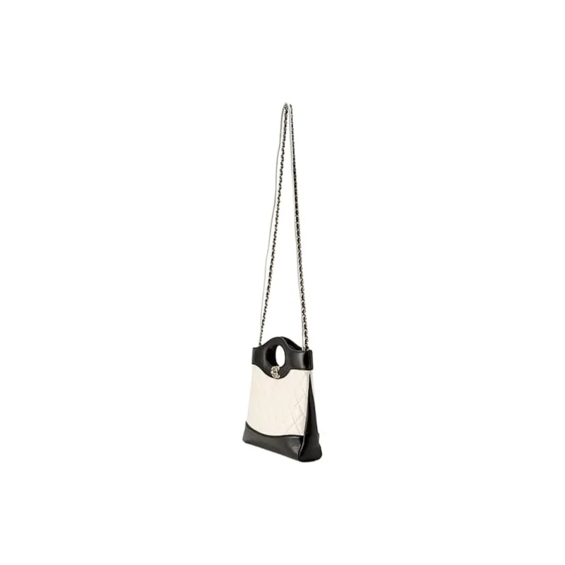CHANEL Bright Lambskin Shoulder Bag, Crossbody Bag, Handbag Mini Women's White & Black-2