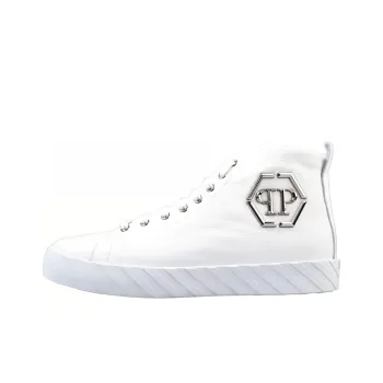 PHILIPP PLEIN Mid Top Stylish Skateboarding Shoes Men's White