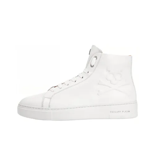 PHILIPP PLEIN Skateboard Shoes Men High-Top White