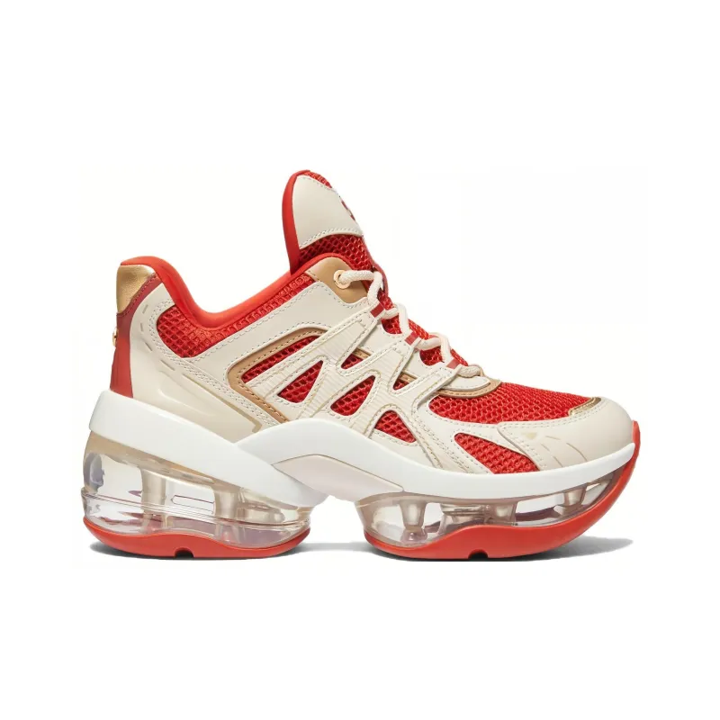 MICHAEL KORS Olympia Low-Top Casual Shoes Women's White Red-1