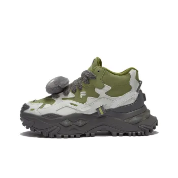 FILA FUSION BIANCO Pirate Bear Mid Top Chunky Sneakers Women's Green White Gray