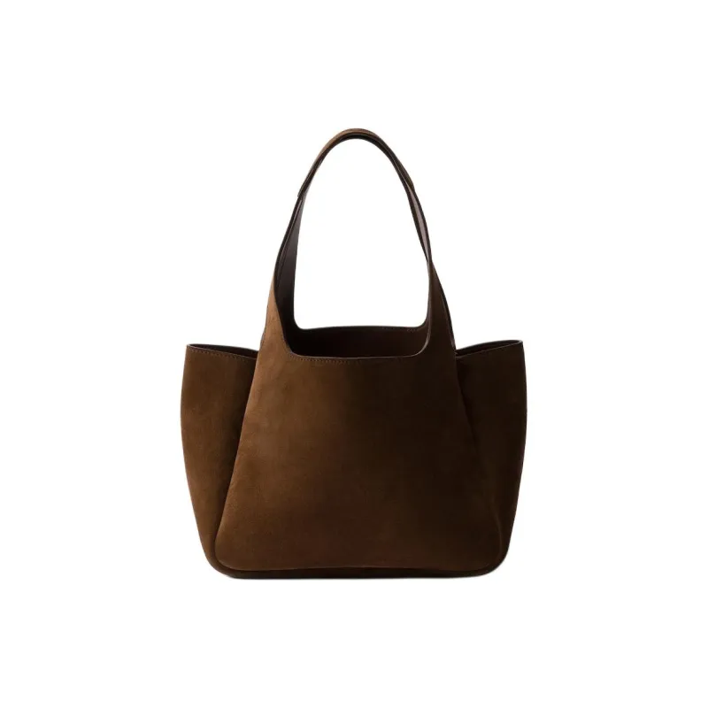 PRADA Suede Handbag Mini Women's Dark Brown-2