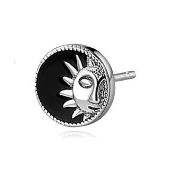 Lang Wind S925 Silver Stud Earrings Men's