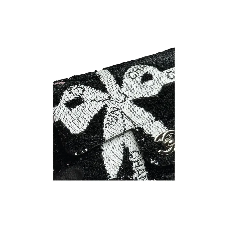 CHANEL Sequins Shoulder Bag, Crossbody Bag Women's Black-4