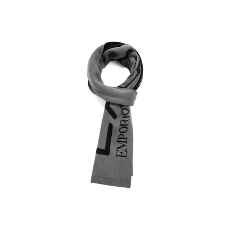EMPORIO ARMANI Acrylic Knit Scarves Unisex Gray-2