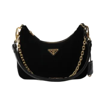 PRADA Velvet Handbag Shoulder Bag Mini Women's Black
