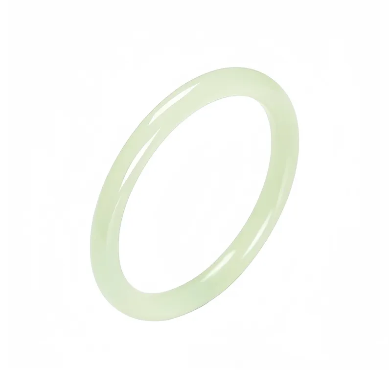 MUSHIFEN Hetian Jade Slim Bangle Pale Greenish White Jade Women's-0
