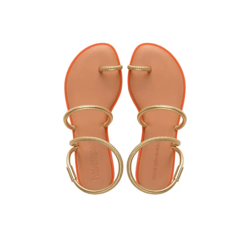 Havaianas Una Pitanga One Strap Sandals Women's Gold-4