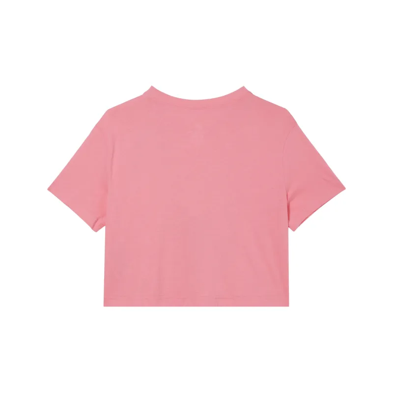 Nike Sportswear Letter Logo Print Pullover Crop T-Shirt Pink-1