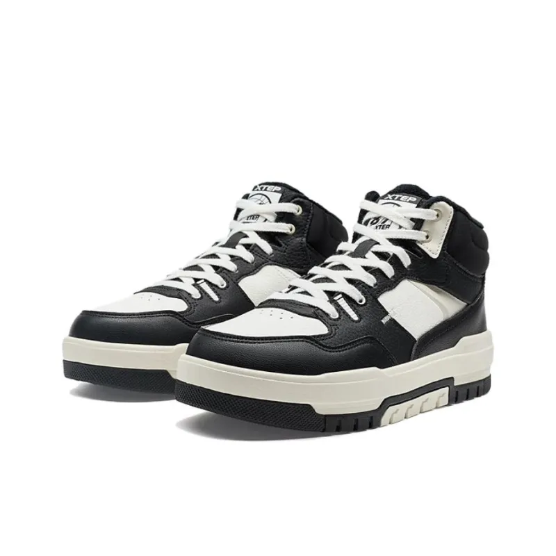 XTEP Wade Fission Thermal Slip Resistant Mid Top Skateboard Shoes Women's Black White-2