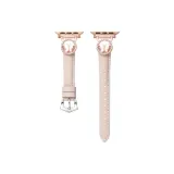 Apple-Round Butterfly Leather White Base Design ~ Ecru, Rose Gold Buckle