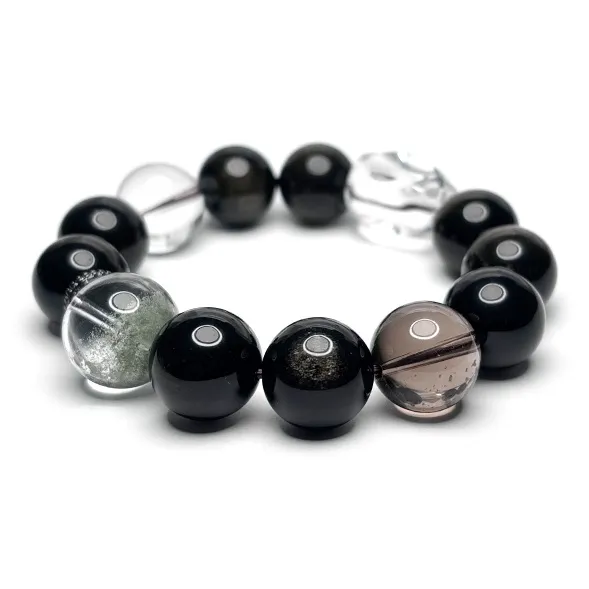 MOUNTAINS AND MANS Obsidian New Chinese Style Good Luck Beaded Bracelet Men's-4