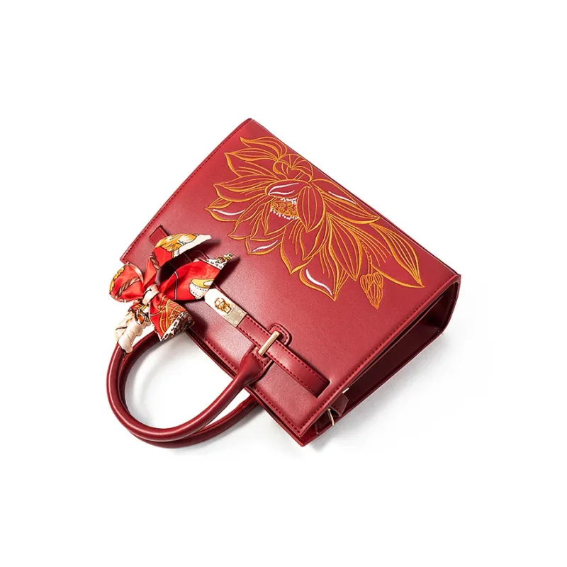 Vigno Synthetic Leather Shoulder Bag Crossbody Bag Handbag Medium Size Women's Red-10