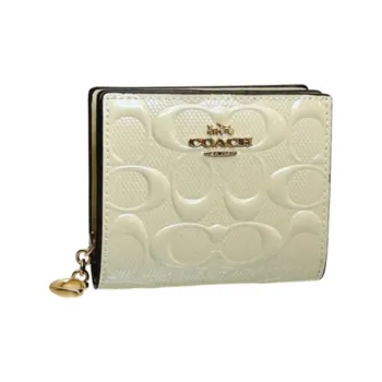 COACH Signature Patent Leather Wallet Women's White