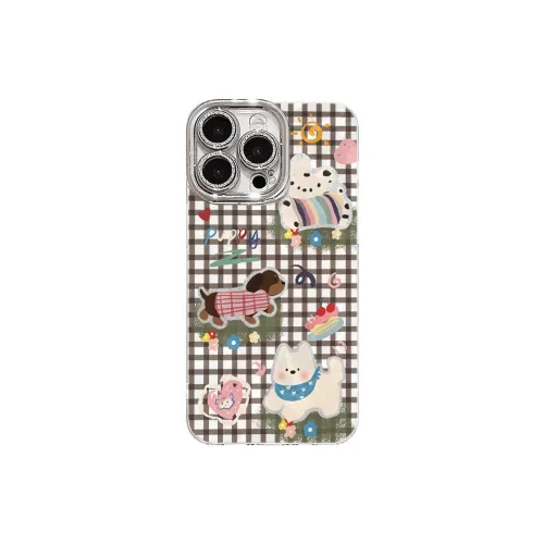 XIANGRIKE TPU Material Plaid Dog Phone Case Compatible With IPhone 15/14 Plus/13/12/11/15 Pro Max/XS/XR/XS Max/8 Plus