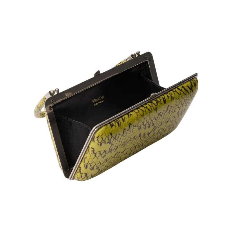 PRADA Leather Clutch Women's Ivy Green-3