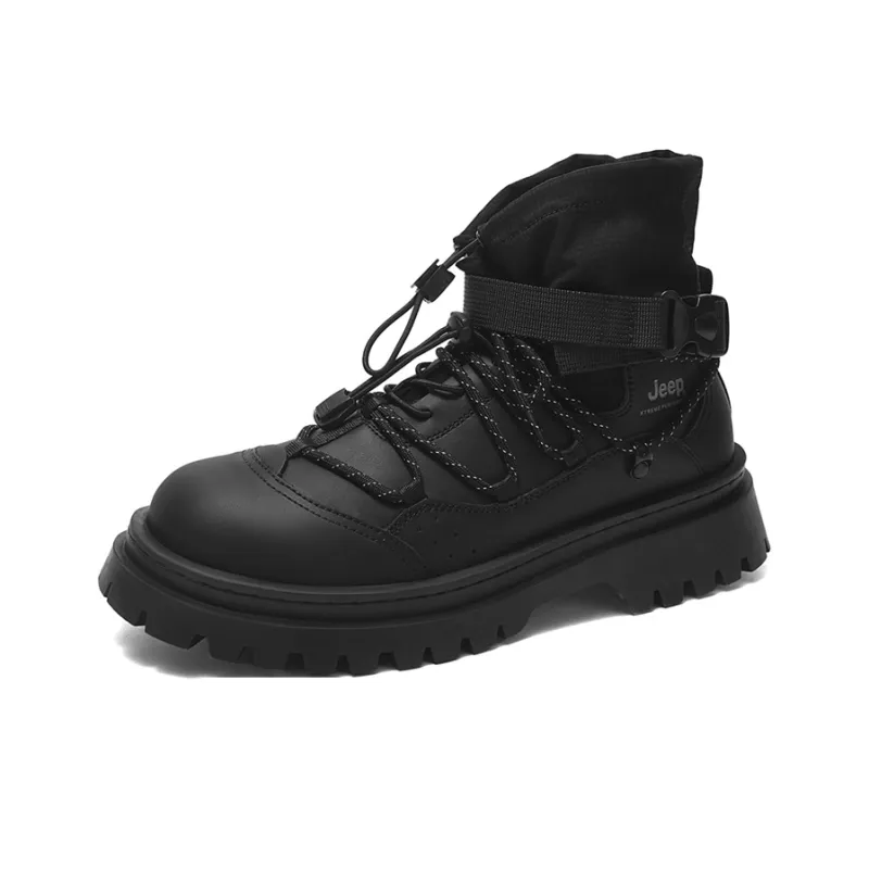 Jeep Ankle Length Martin Boot Medium Heel Men's Black-2