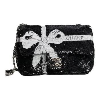 CHANEL Sequins Shoulder Bag Crossbody Bag Regular Women's Black
