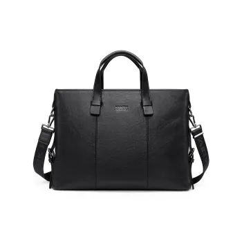 FAIRWHALE Top Grain Cow Leather Briefcases Regular Men's Black
