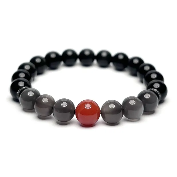 MOUNTAINS AND MANS Obsidian New Chinese Style Good Luck Beaded Bracelet Unisex-0