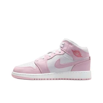 Jordan Air Jordan 1 Anti Slip Wear Resistant Mid Top Children's Basketball Shoes White Teenagers