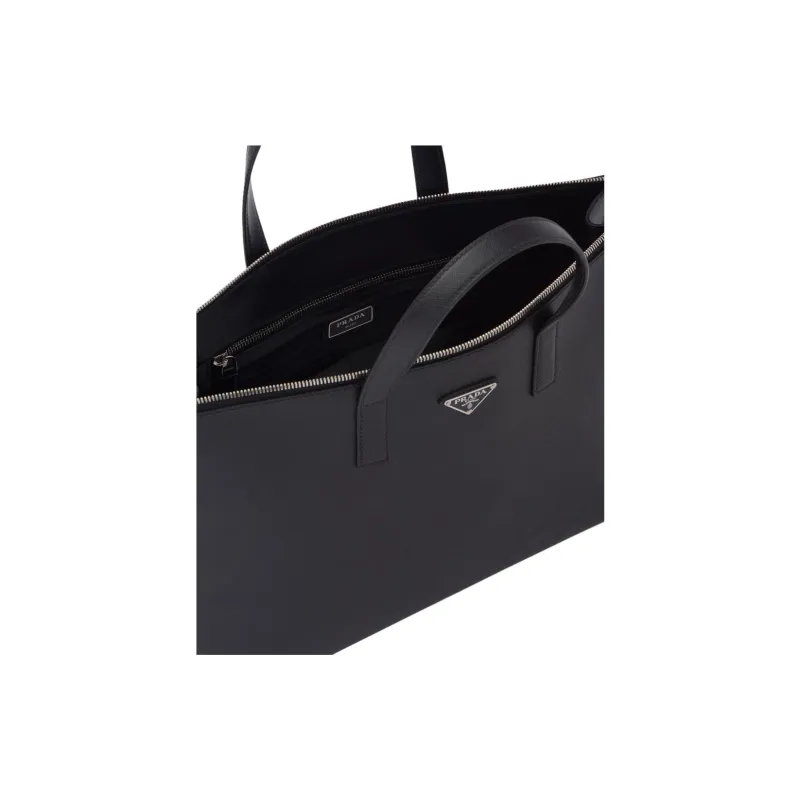 PRADA Saffiano Leather Tote Bag, Shopping Bag, Handbag Men's Black-5
