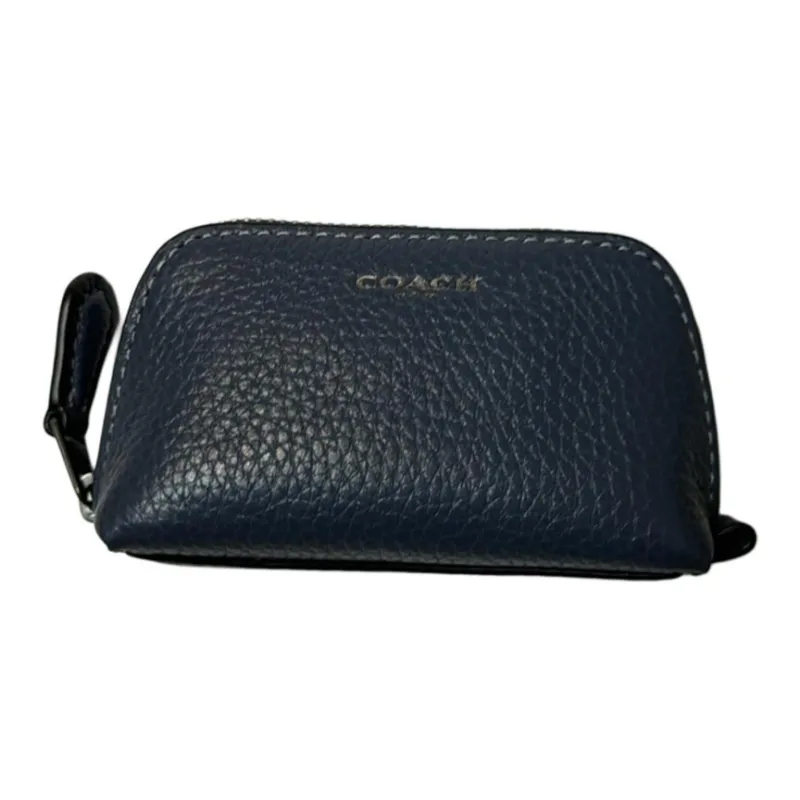 COACH Pebbled Leather Clutch Makeup Bag Mini Women's Blue-1