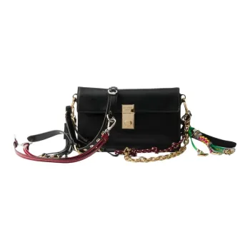 PRADA Leather Crossbody Bag Shoulder Bag Small Size Women's Black