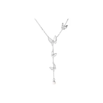 KING OF BLING 925 Sterling Silver With Mother Of Pearl And Zircon Necklaces Women's