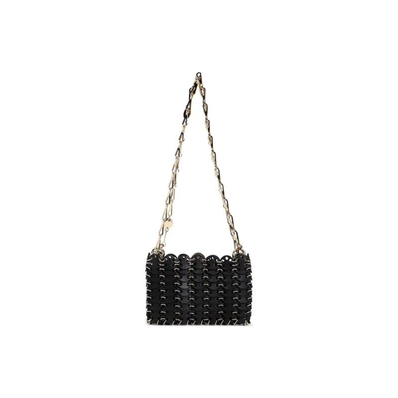 Paco Rabanne Calfskin Crossbody Bag Shoulder Bag Men's Black Gold-0