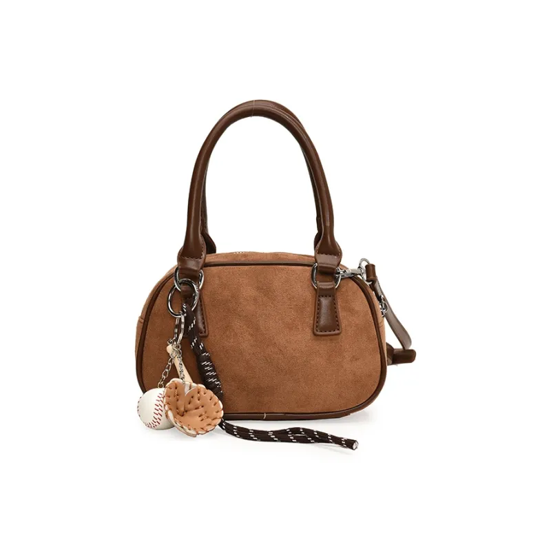 Morellybear PU Bowling Bag Shoulder Bag Handbag Women's Black/Coffee/Brown-4