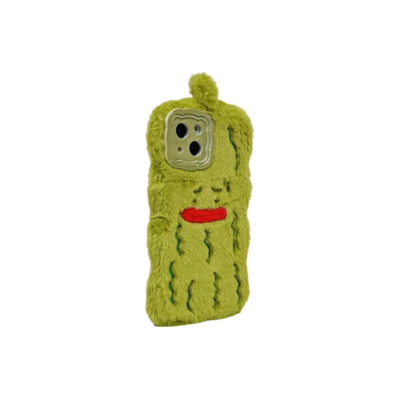 Wei Xin Plush Material Plush Bitter Gourd Phone Cases Compatible With IPhone 16/15 Pro Max/Apple 13/14 Pro Max/12-1