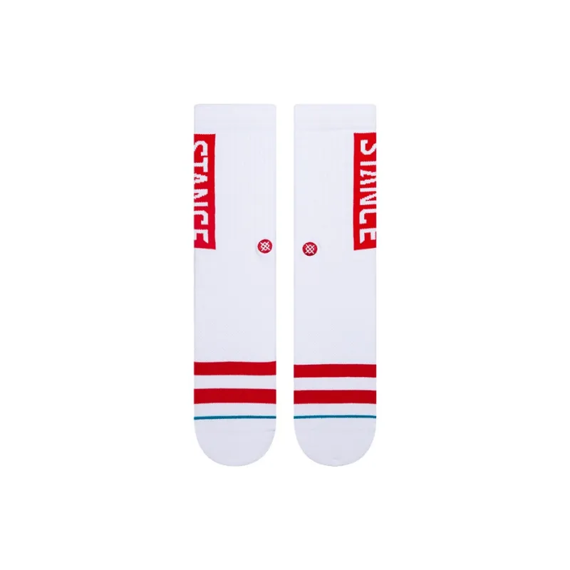 Stance Mid Calf Socks Men's 1 Pack White Red-0