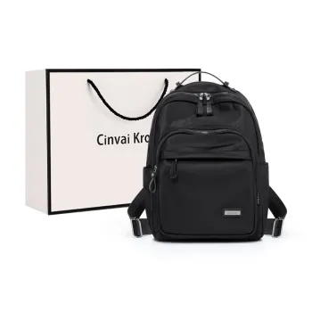 Simvay Clos Fabric With Synthetic Leather Backpack Travel Backpack Laptop Bag Medium Size Women's Black