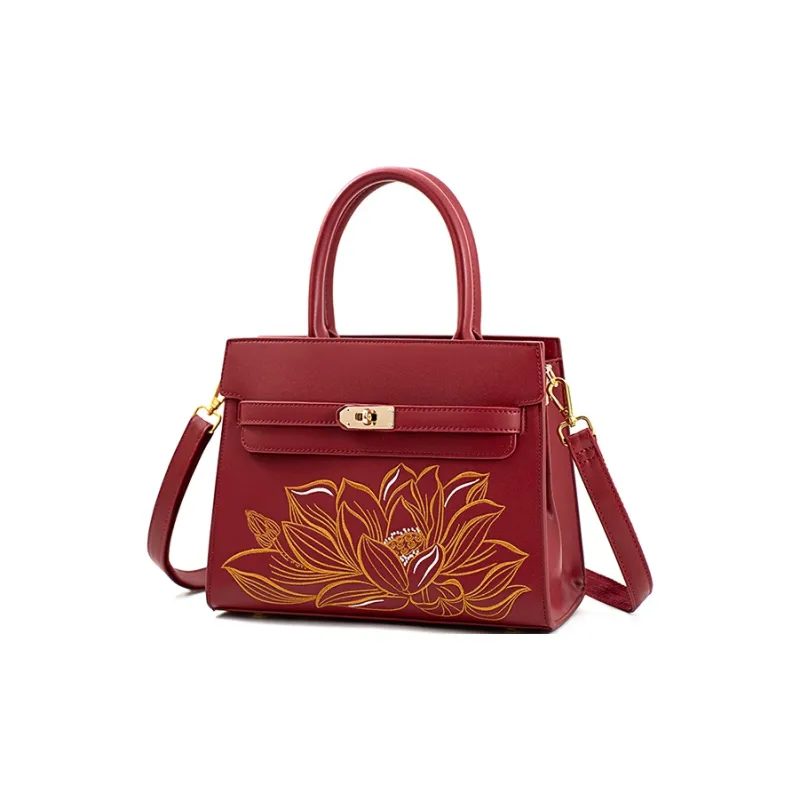 Vigno Synthetic Leather Shoulder Bag Crossbody Bag Handbag Medium Size Women's Red-16