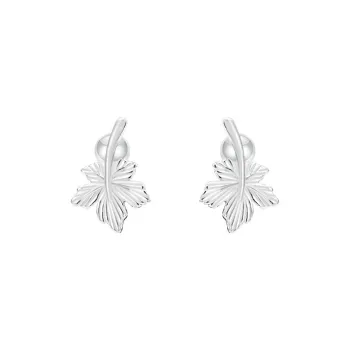 Heart Grass 999 Fine Silver Stud Earrings Women's